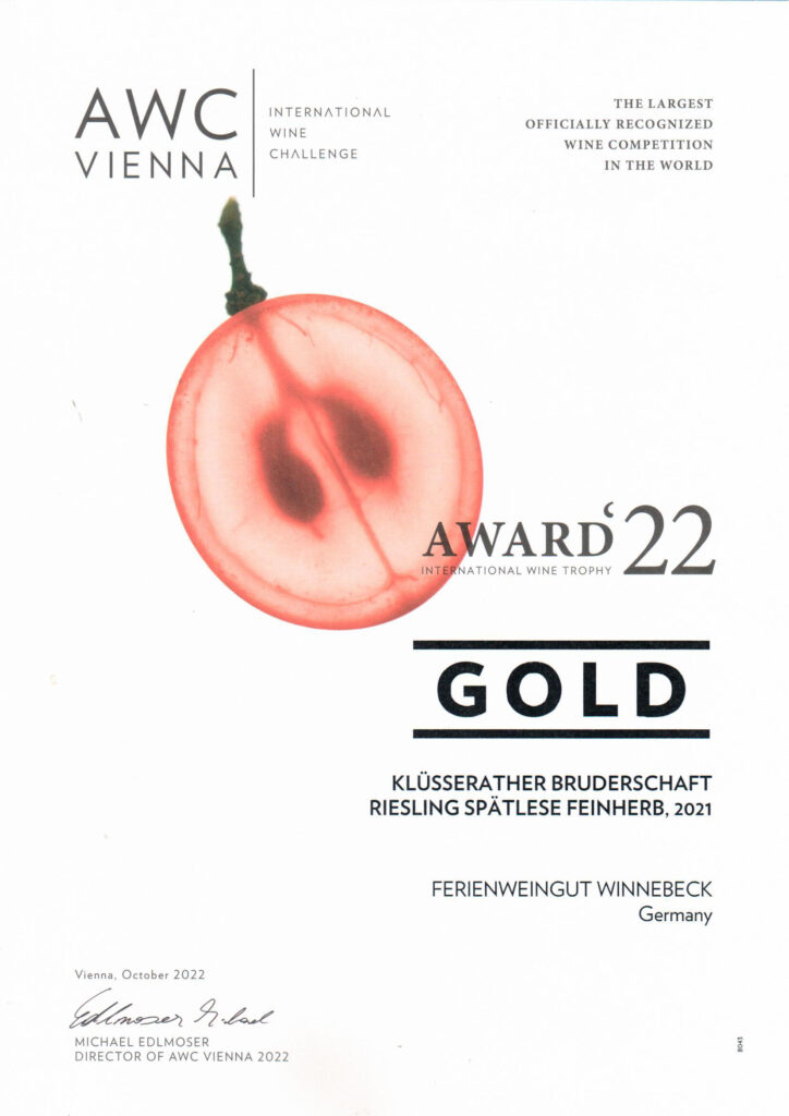 AWC_Vienna_Klüsserather-Bruderschaft-Spätlese-feinherb-Gold-Award-2022