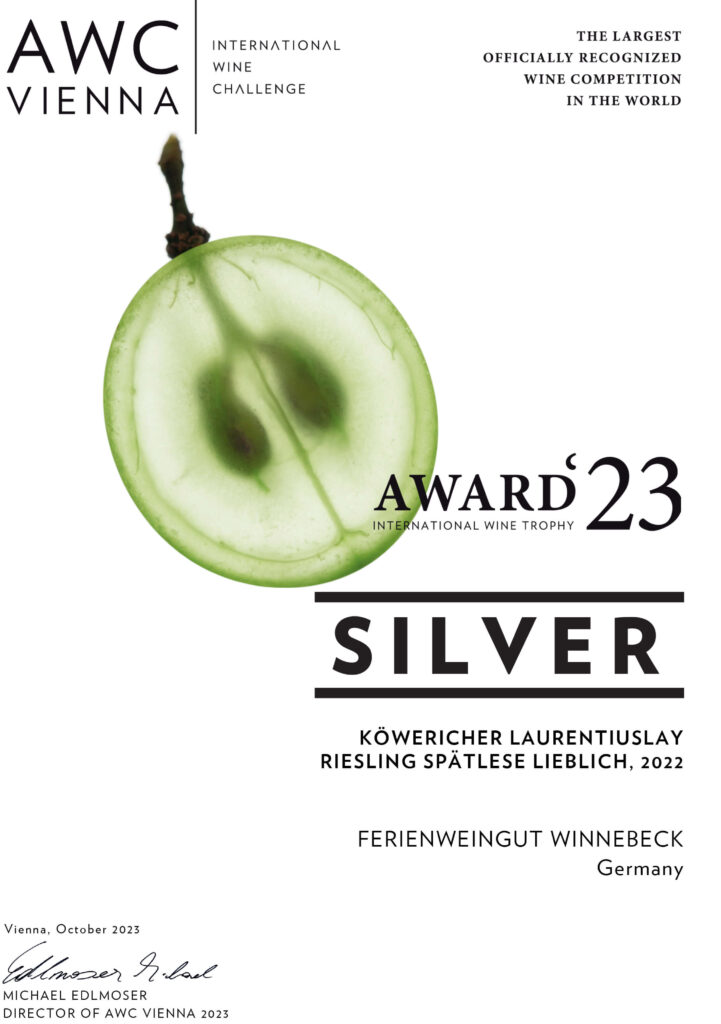 AWC_Vienna_Koewericher_Laurentiuslay_Riesling_Spaetlese_lieblich_Silber_Award_2023